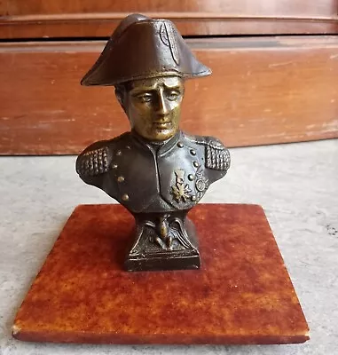 Vintage 1960s Small Spelter Metal Bust Of Napoleon Statue Unsigned • £32.89