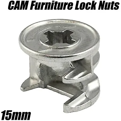 15mm HOLE CAM DOWEL TURN LOCK LOCKING NUT DESK WARDROBE FLATPACK IKEA  ARGOS • £2.19