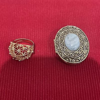 Vintage Avon Domed Openwork Flowers Tapered Band Ring Size 9-9.5 & Brooch • $15