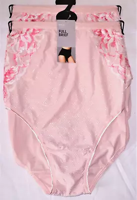 Ladies M&s Wild Blooms Lace Full Briefs Knickers Size 14 Set Of 2 T610800 Pink • £12.99