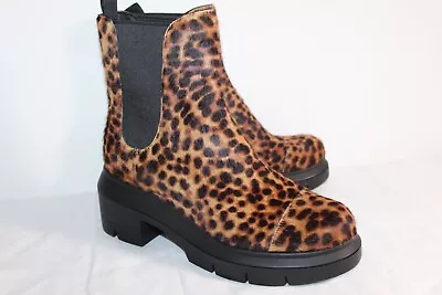 NWOB Stuart Weitzman Cheetah Calf Pony Hair Norah Chunk Heel Boots 38.5 8 C • $90