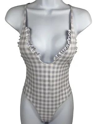 Zaful Women Gingham Gray Swimsuit One Piece Size Small • $10