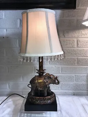 Vintage Unique Indian Elephant Lamp Luminaire Accent Carved Wood 19” • $120