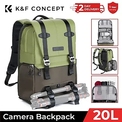 K&F Concept Camera Backpack For DSLR And Accessories Travel Bag With Rain Cover • £69.98