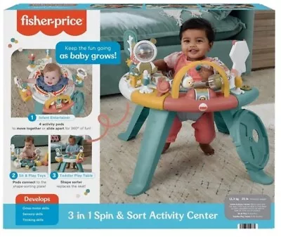 Fisher-Price Byron 3-in-1 Spin & Sort Activity Centre Spinning Seat Play Gift • $107.10