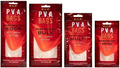 £4.49 • Buy ESP PVA Bags Perforated Bulk, Sock, Mini, Multi Bag For Carp Fishing Tackle