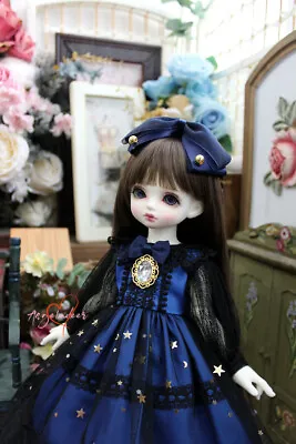 Lolita Starry Dress+Headwear Dark Blue Clothes For Blythe 1/6 1/4 1/3 BJD Doll • $23.49