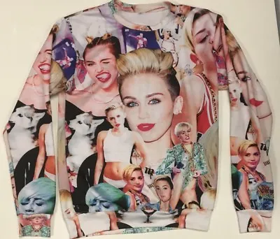 Miley Cyrus Collage Crew Neck Sweatshirt Size Medium Pullover • $34.99