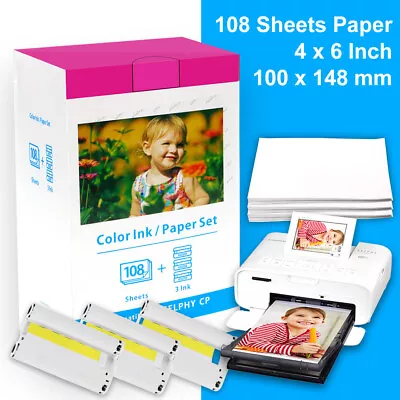 Canon KP-108IN Ink 108x 4 X6  Photo Paper Set For Selphy CP1200 CP1300 CP730 • £29.55