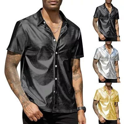 Stylish Short Sleeved Solid Color Shirt For Men Perfect For Nightclubs • $20.16