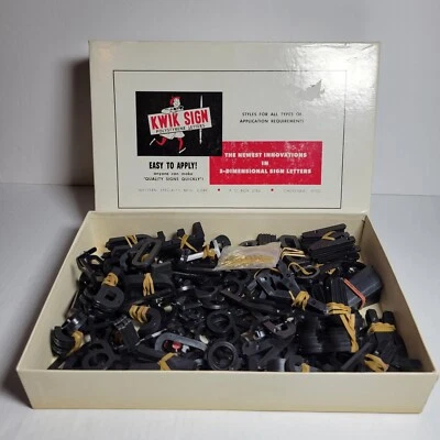 £24.53 • Buy Kwik Sign Vintage 1 1/2” Black Gothic Pin-Back Numbers 2  Letters Polystyrene