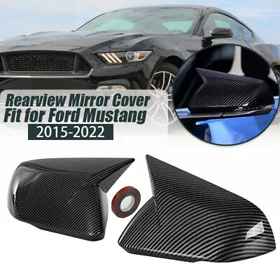 Carbon Fiber OX Horn Mirror Cover For 15-22 Ford Mustang With LED Turn Signal • $34.09