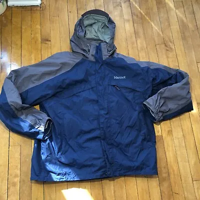 Marmot Jacket 2 In 1 Zip In Fleece Mens XL Navy Blue • $50
