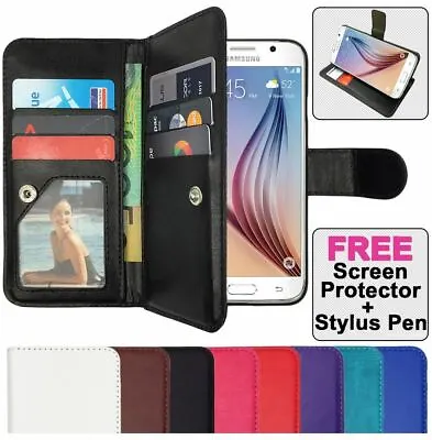 $8.99 • Buy Leather Flip Case Wallet PU Cover For Samsung Galaxy S3 S4 S5 S6 S7 Edge J1 Mini