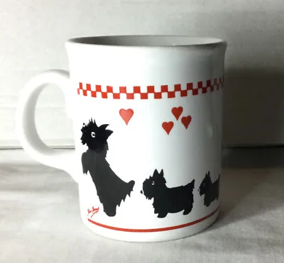 Vintage TAMS England Black Scottie Dog Design Mug Hearts & Check Red Black White • £8