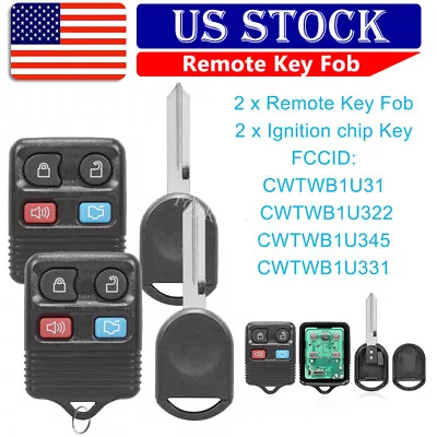 2 Car Fob Keyless Entry Remote For 2005 2006 2007 2008 2009 Ford Mustang + Key • $12.85