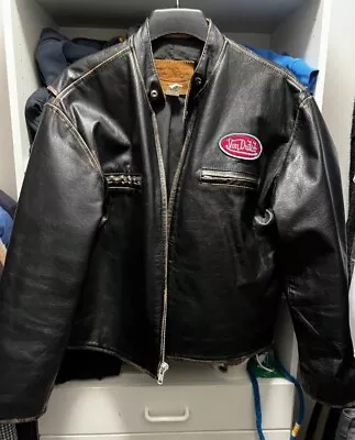 🚨🔥Vintage Von Dutch Leather Mens XL Jacket Motorcycle Racing  Biker Rare! EUC  • $1199.99