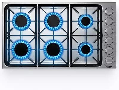 36-Inch Gas Cooktop Stainless Steel Gas Stove Top With 6 Burners ABS Knobs And • $487.99