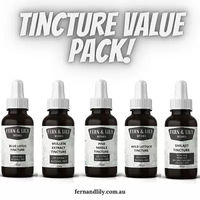 Tincture Value Pack Mullein Blue Lotus Wild Lettuce Shilajit Pine Needle • $100