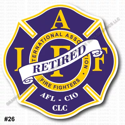 IAFF Firefighter HELMET Decal 2  RETIRED Sticker Purple Yel Wht Laminated 0413 • $3.49