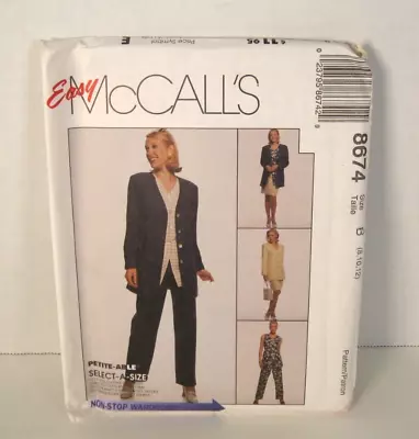 Easy McCall's Non-Stop Wardrobe 8674 Jacket Pants Skirt Misses' 8-12 Pattern • $6.99