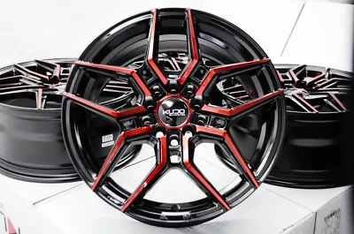 Kudo Racing Noxious 16x7 5x100 5x114.3 Black W/Candy Red Wheels Rims Honda Civic • $599