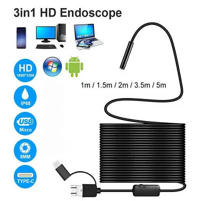 £6.26 • Buy Waterproof USB Endoscope Borescope Snake Inspection Camera Android Mobile