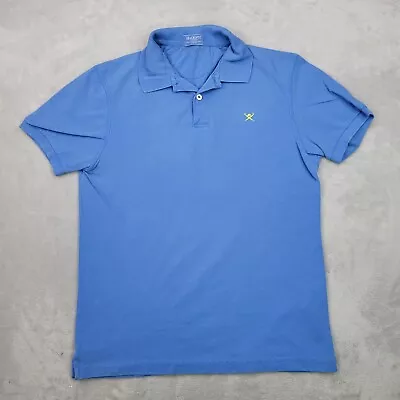 Hackett Polo Shirt Men Medium Blue Cotton Golf Performance Club London Adult Med • $19.73