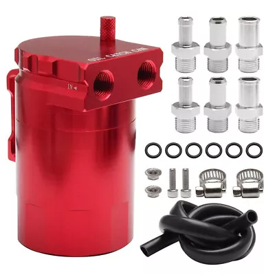 Oil Catch Can Kit Reservoir Baffled Tank With Breather Filter Aluminum Engine US • $17.99