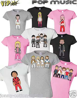 £10.49 • Buy VIPwees Ladies Organic TShirt Womens Pop Music Inspired Caricatures ChooseDesign
