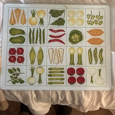 Vtg Pebbled Glass Vegetable Print 12 X15  Kitchen Cutting Board • $30