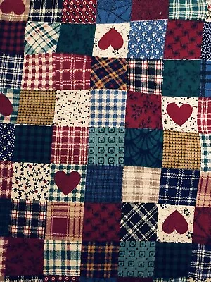 VTG Cranston VIP Calico Patchwork Country Postage Stamp Cheater Quilt BTFQ • $6.99
