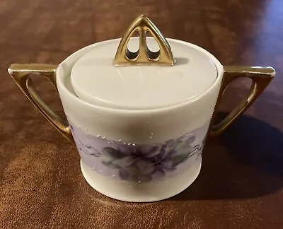 Vintage Favorite Handpainted Art Deco Gold & Floral Porcelain Sugar Bowl • $5