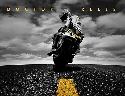 Moto GP Rossi 46 The Doctor B+W PICTURE PRINT CANVAS WALL ART FRAMED 20X30 INCH • $25.90