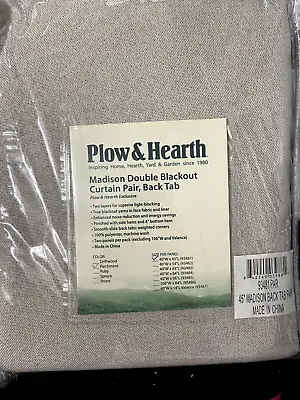 Plow & Hearth Madison Double Blackout Curtain Pair (2) Back Tab Parchment 40x45  • £40.85