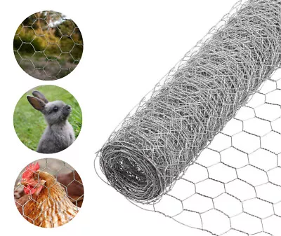 Galvanised Chicken Wire Mesh Fence Net Rabbit Netting Fencing Cages Runs Pens • £17.99