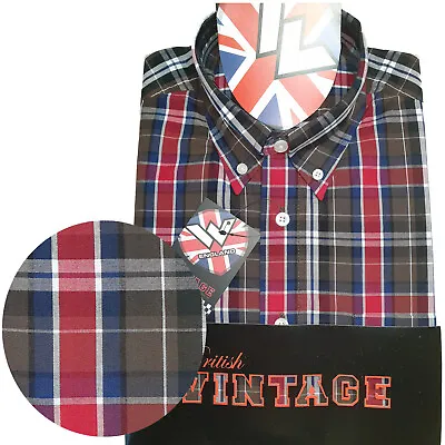 Warrior UK England Button Down Shirt BUSTER Slim-Fit Skinhead Mod Retro • £34.90