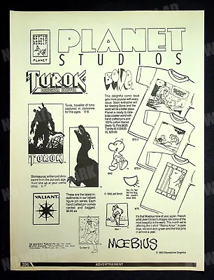 Turok + Bone + Moebius Planet Studios Pins 1993 Print Magazine Ad Poster ADVERT • $7.99