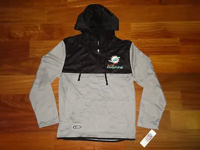 NWT Men's Miami Dolphins 1/4 Zip Combine Authentic Performance Hooded Sweatshirt • $39.95