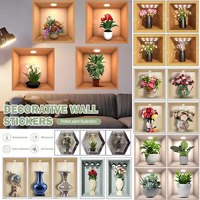 Art Magic 3D Vinyl Removable Wall Stickers Green Plants Flowers Decals Home DIY • £8.44