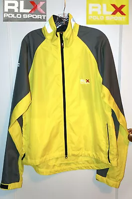 VINTAGE Ralph Lauren RLX Polo Sport Windbreaker Jacket Bright Yellow Gray Size L • $39.99