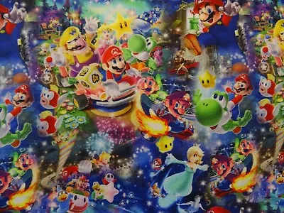 Super Mario Fabric 100% Cotton By The 1/2 Yard 55 Inch Width • $10.50