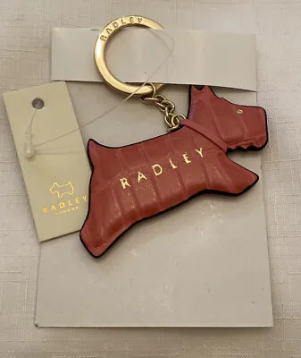 Radley ‘Jump’ Leather Keyring Pink New Scottie Dog Faux Croc • £14.99