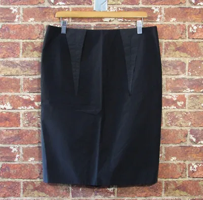 NEW Acne 40 Malevich Black Cotton Blend Pencil Skirt Pleats • $49