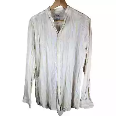 ZARA Relaxed Fit Oversized Long White Ivory Textured Button Up Long Sleeve Small • $19