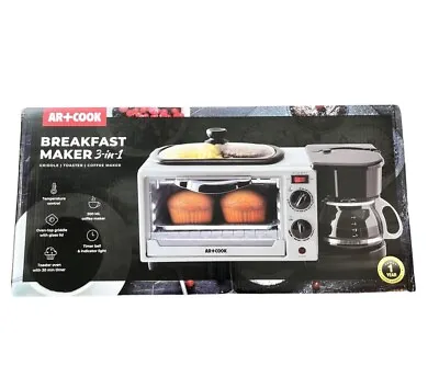 AR+Cook Breakfast Maker 3-in-1 Toaster Oven Coffee Maker Griddle- NEW • $41.57