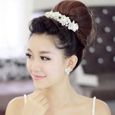 $12.70 • Buy Bridal Hair Accessories Wedding Headpiece Pearl Crystal Flower Headband Tiara W4
