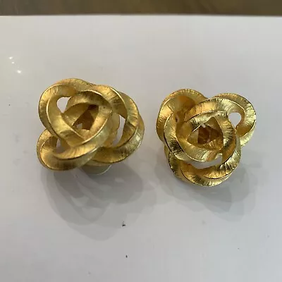 Vintage Givenchy Paris Earrings Clip On Gold Tone Twists • $70