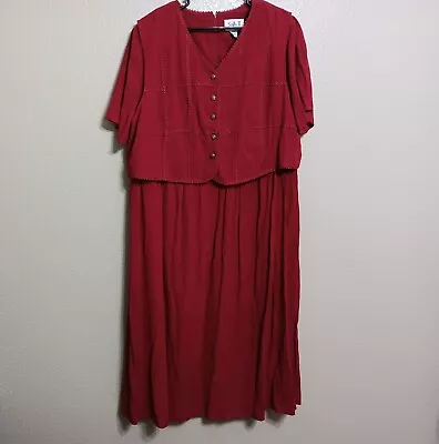 Sally II 22W Vintage 80s Red Gauze Maxi Dress • $28.95