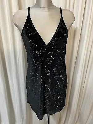 Zaful Black Velour Dress With Silver Galactic Print • £9.99